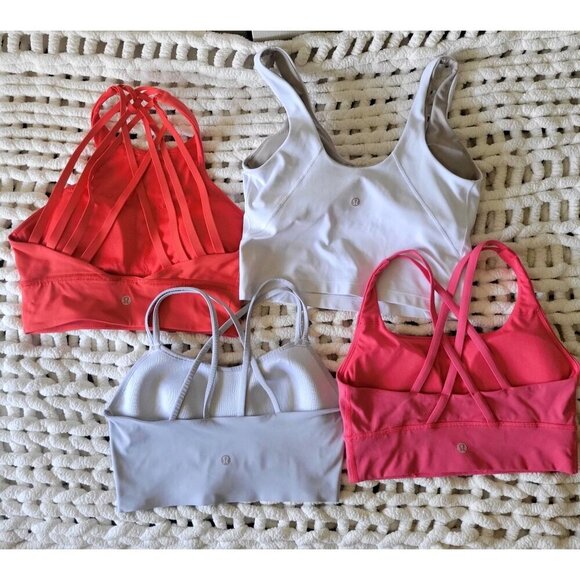 SOLDLululemon Women's Sports Bras Bundle Of 4 Strappy Backs High Medium Support - Picture 1 of 2